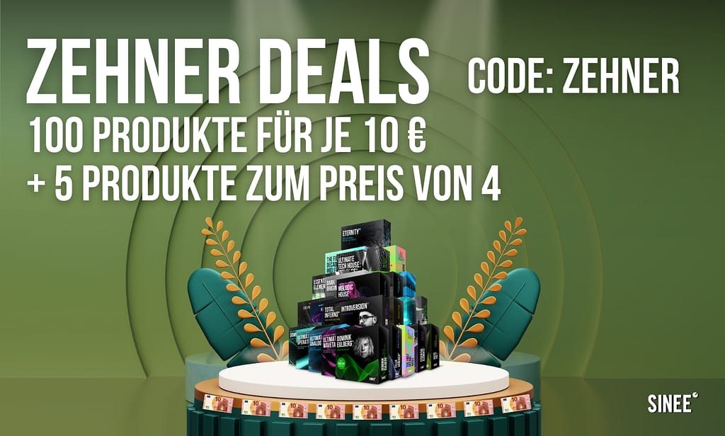 10 € Deals auf SINEE.de! 100 Produkte für je 10 € & 5 zum Preis von 4 1